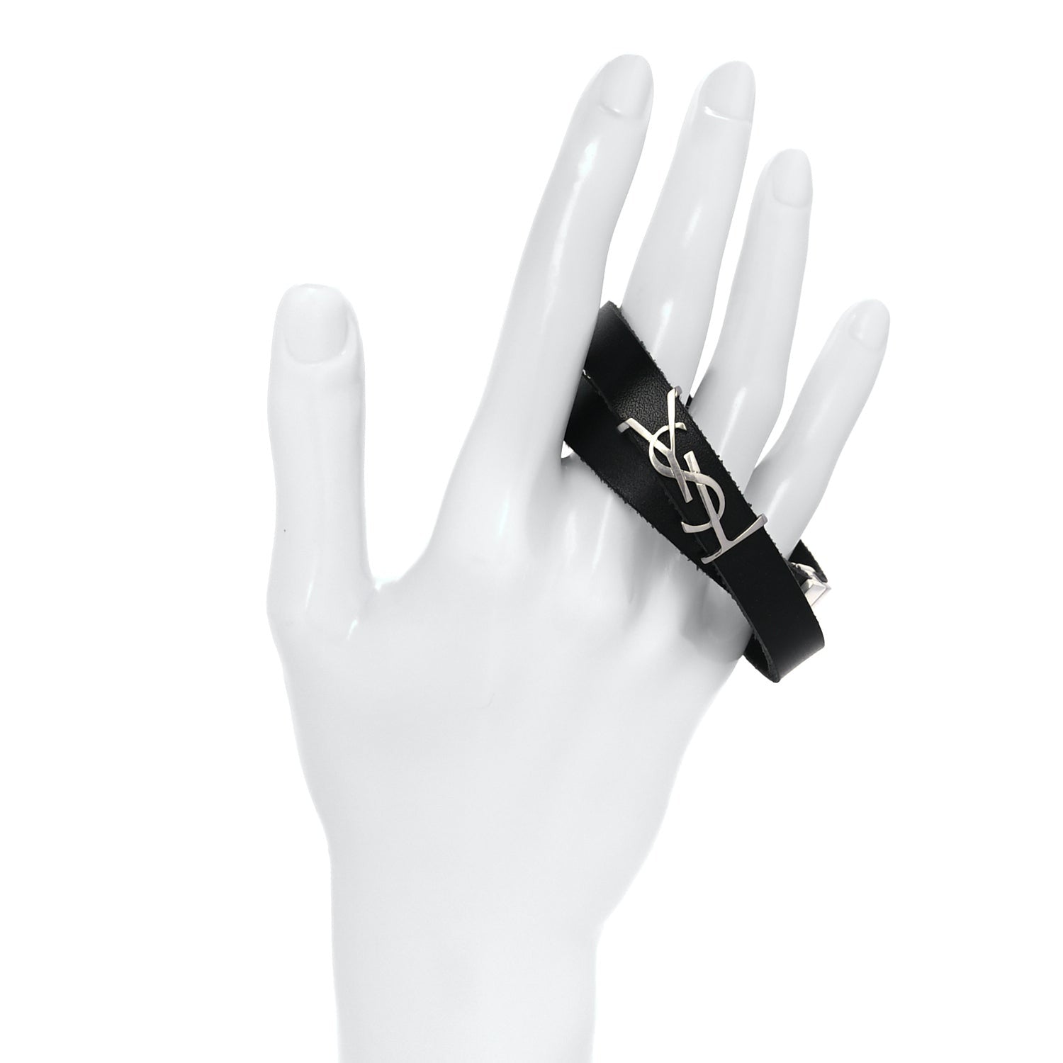 Saint Laurent Calfskin Opyum Double Wrap Bracele Black 2 of 4