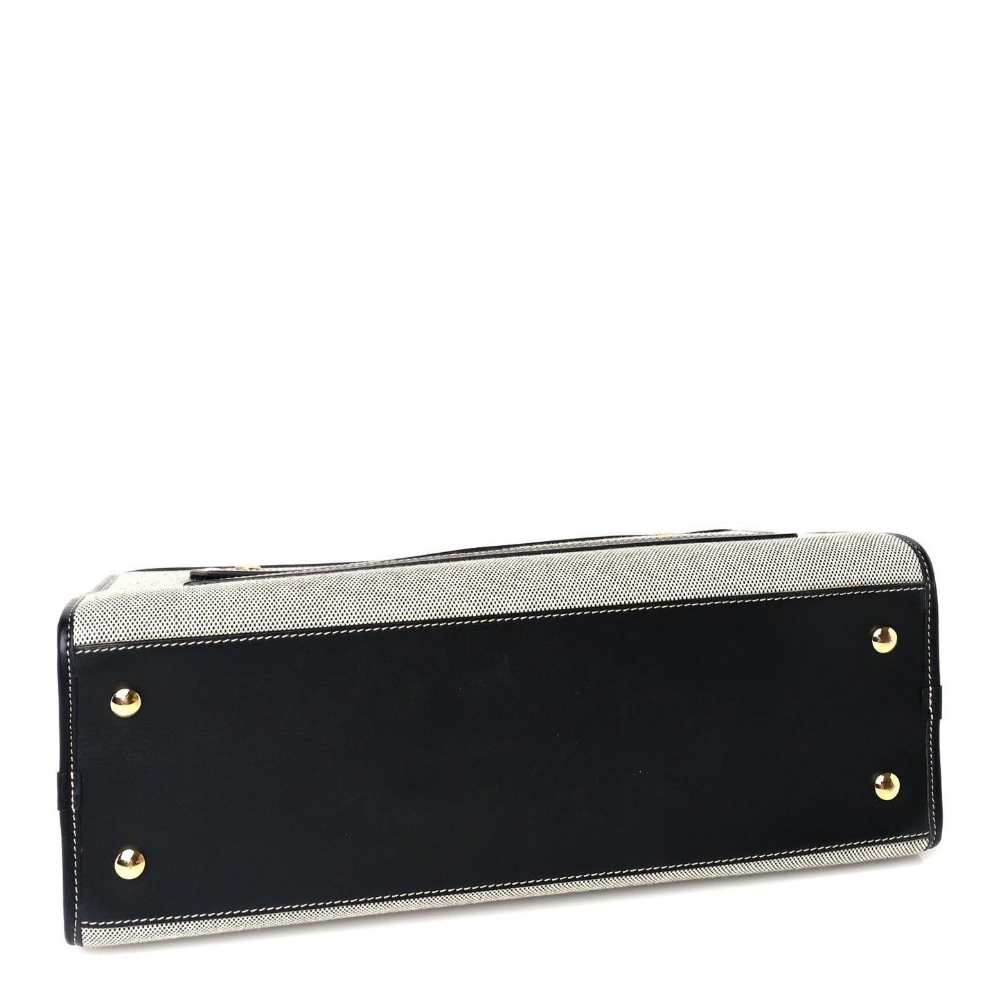 Canvas Smooth Calfskin Two Tone Small Pocket Bag  Black