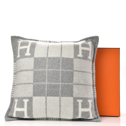 Hermes Wool Cashmere Avalon III Pillow PM Ecru Gris Clair 5 of 5