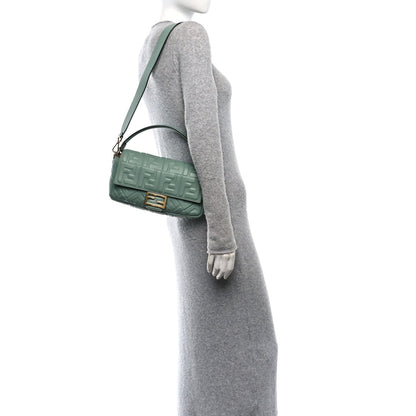 Fendi Nappa FF 1974 Embossed Baguette Menta 2 of 7