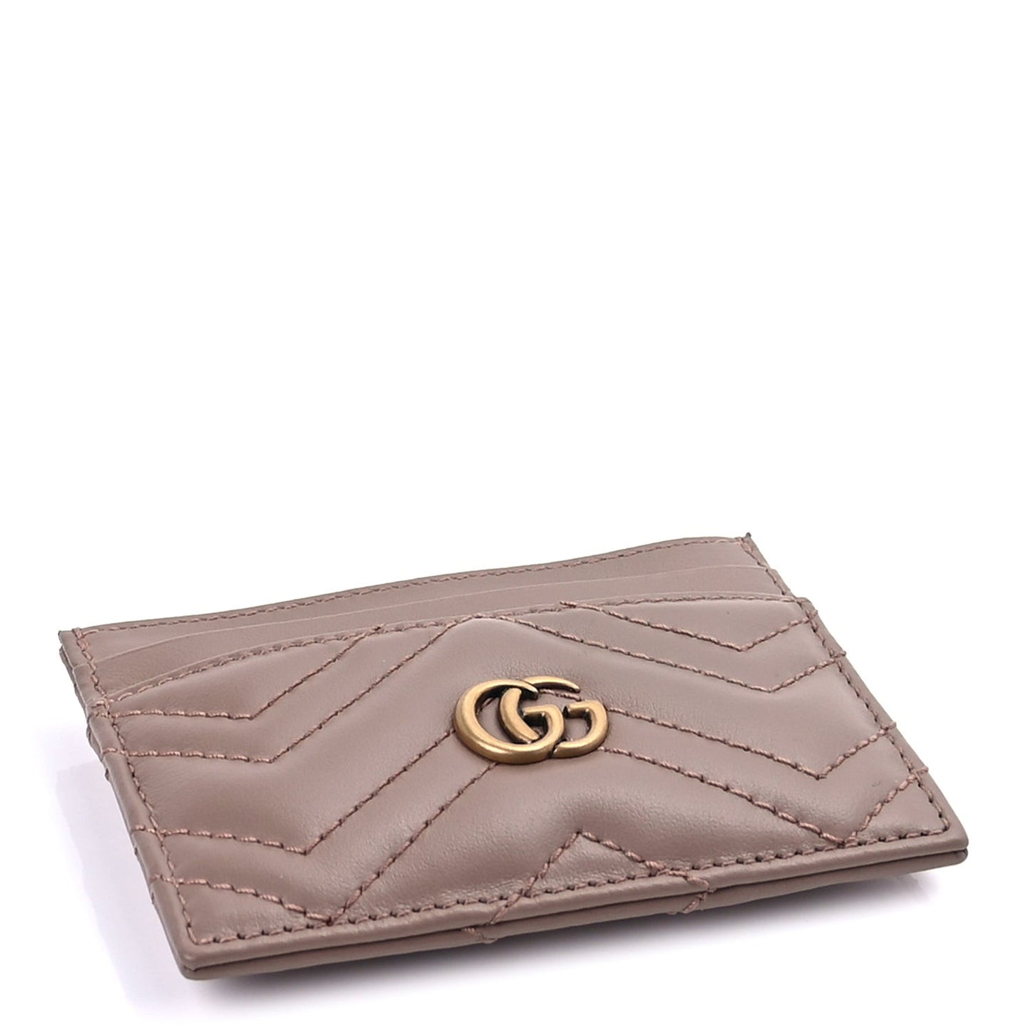 Calfskin Matelasse GG Marmont Card Holder Porcelain Rose