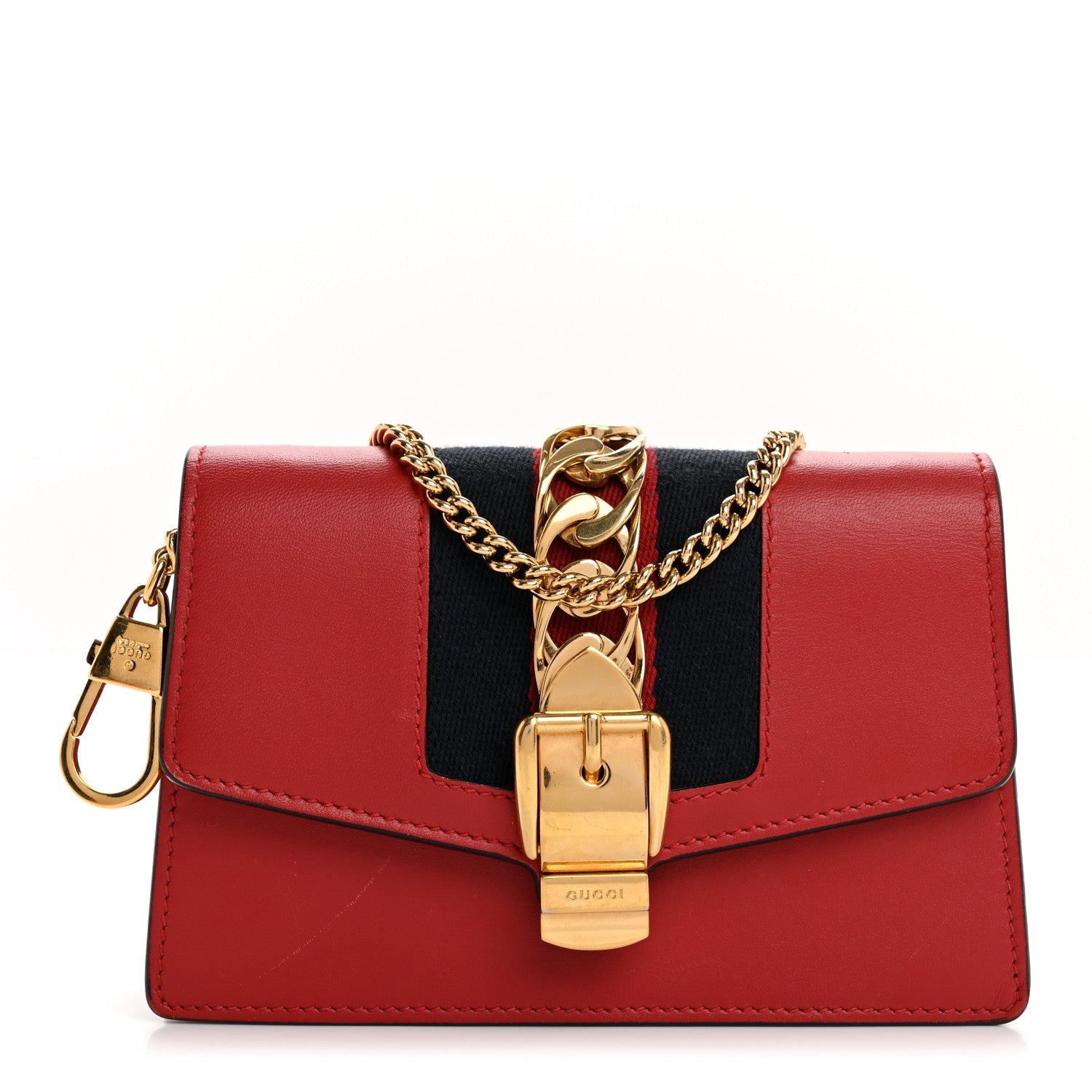 Gucci Calfskin Super Mini Sylvie Chain Shoulder Bag Hibiscus Red 1 of 7