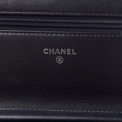 Chanel Lambskin Quilted Boy Wallet On Chain WOC Navy Blue 5 of 10