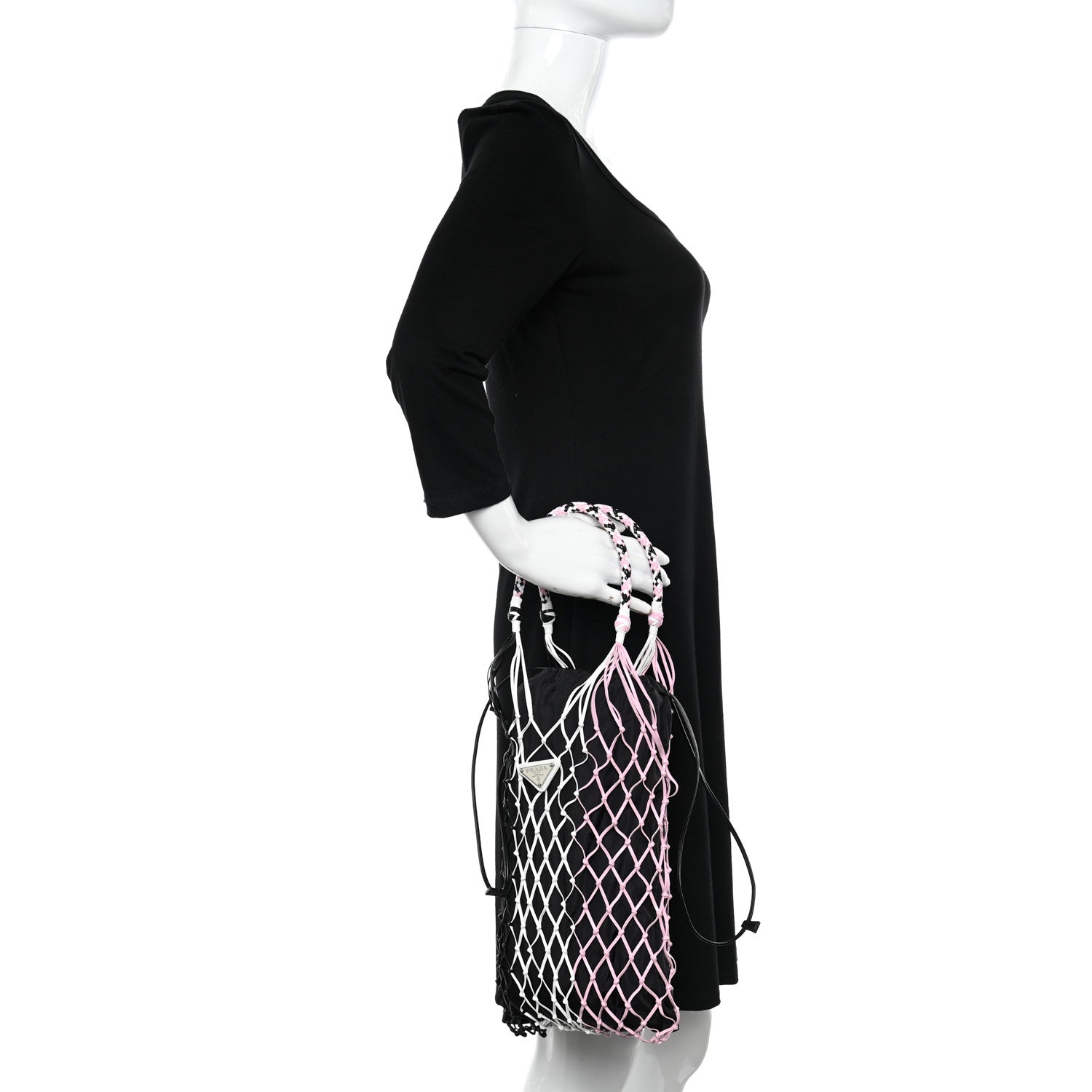 Prada Tessuto Nylon Net Tote Black Multicolor 2 of 10