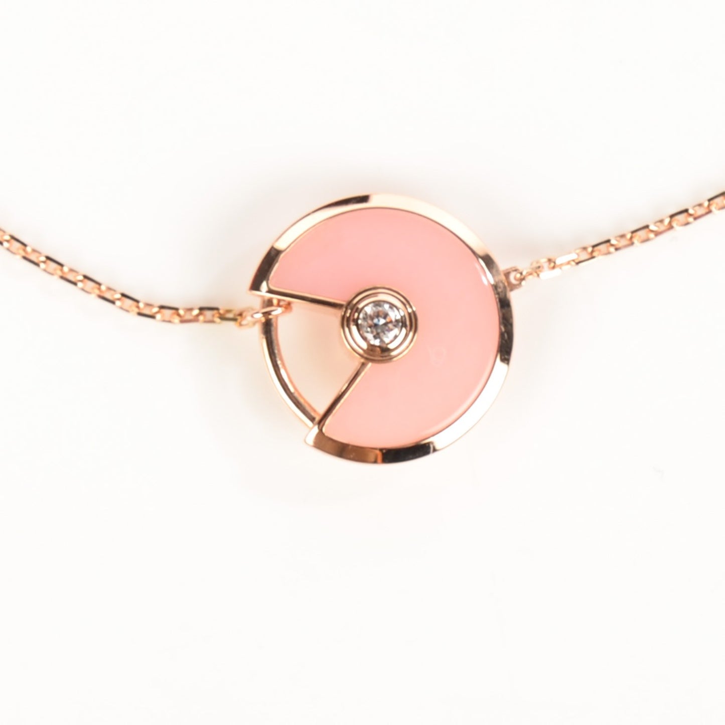 18K Pink Gold Diamond Pink Opal Amulette de Cartier Bracelet