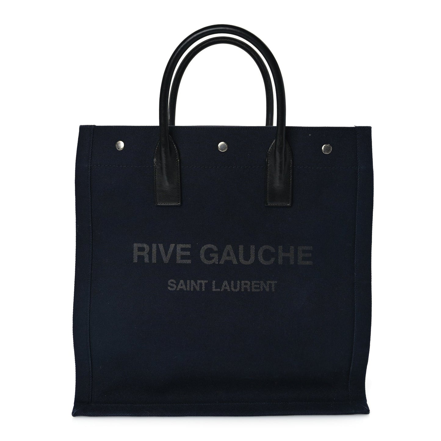 Canvas Calfskin Rive Gauche North South Noe Tote Navy Black