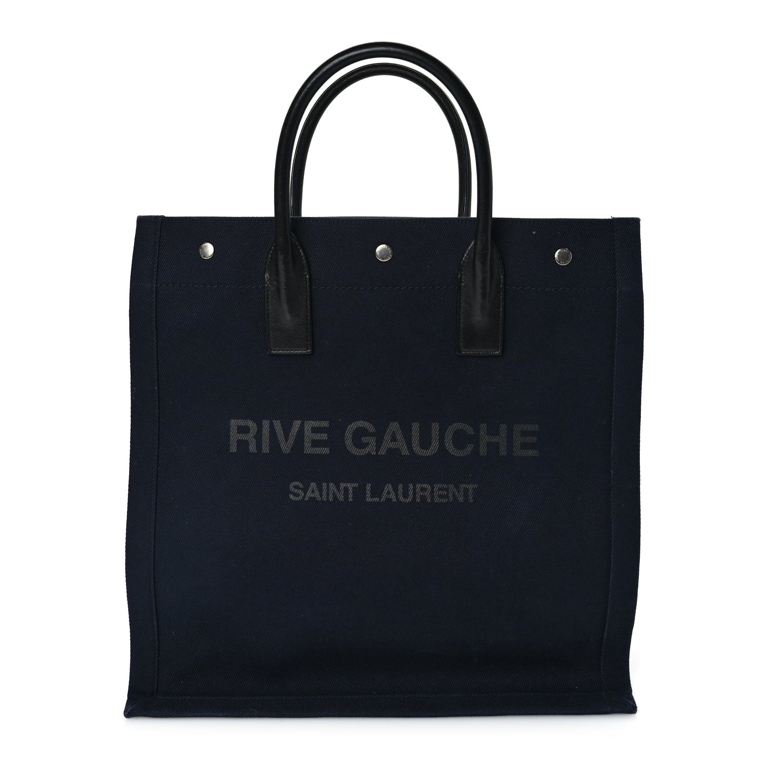 Saint Laurent Canvas Calfskin Rive Gauche North South Noe Tote Navy Black 1 of 8