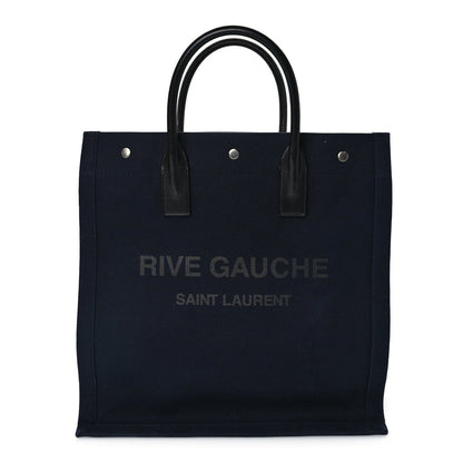Saint Laurent Canvas Calfskin Rive Gauche North South Noe Tote Navy Black 1 of 8