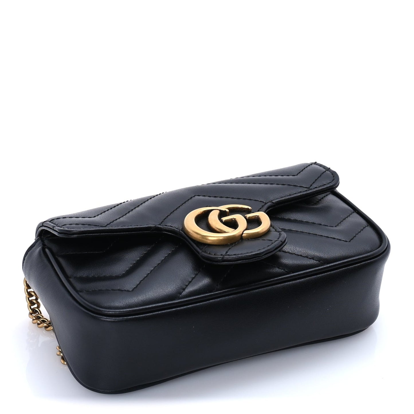 Calfskin Matelasse Super Mini GG Marmont Shoulder Bag  Black