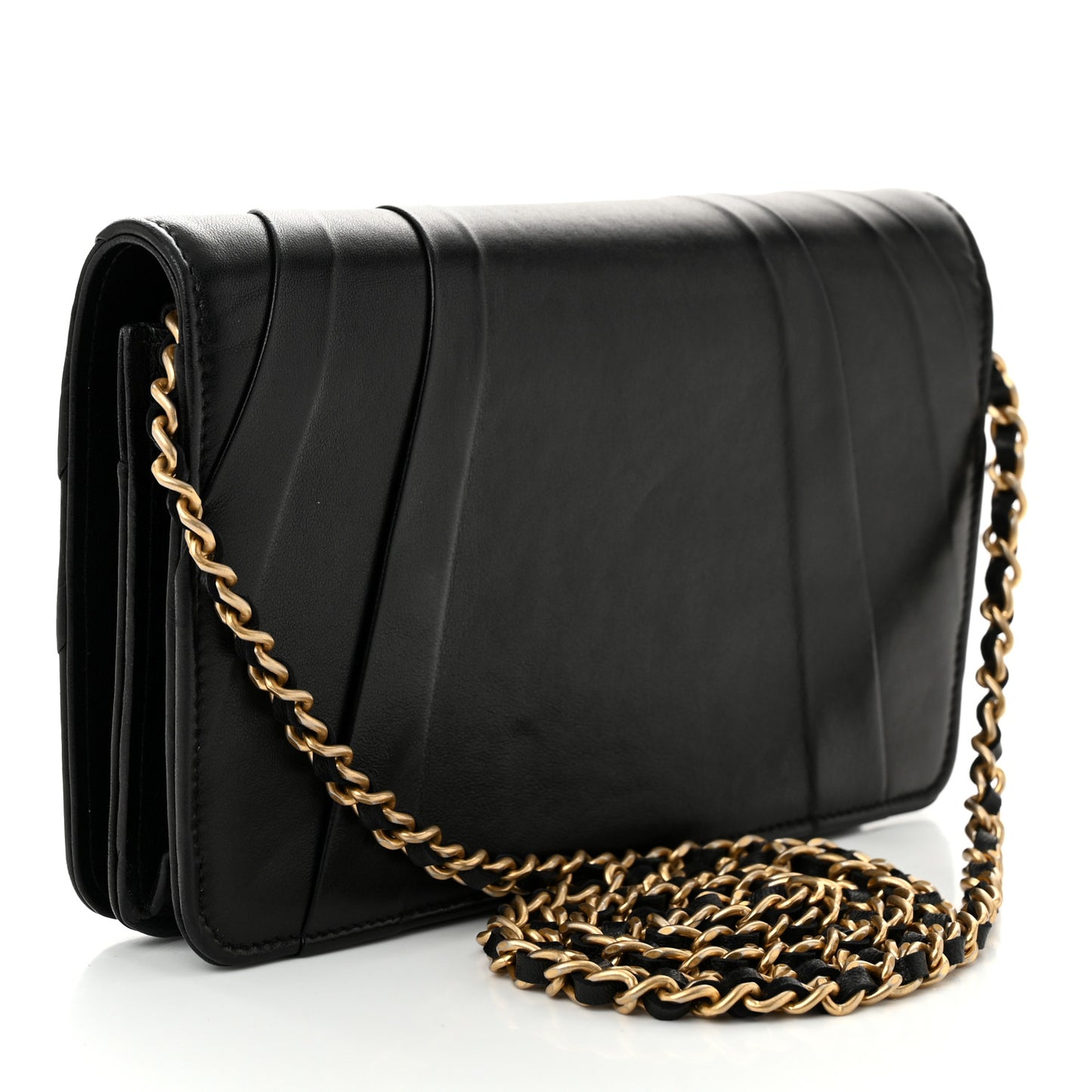 Lambskin Pyramid Wallet On Chain WOC Black