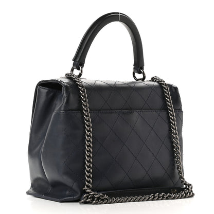 Chanel Calfskin Stitched Urban Luxury Top Handle Bag Navy 3 of 14