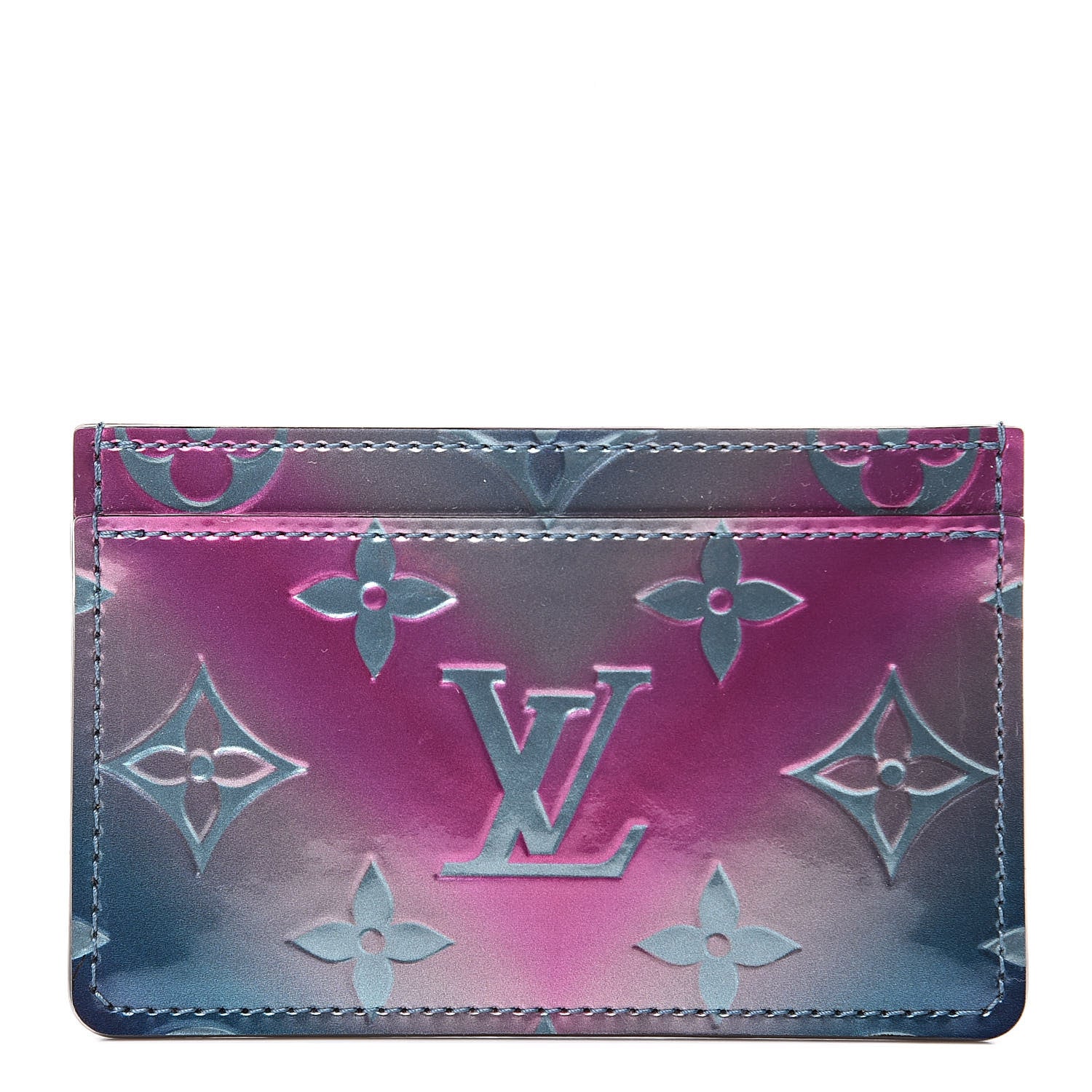 Louis Vuitton Metallic Vernis Card Holder Blue Pink 1 of 7