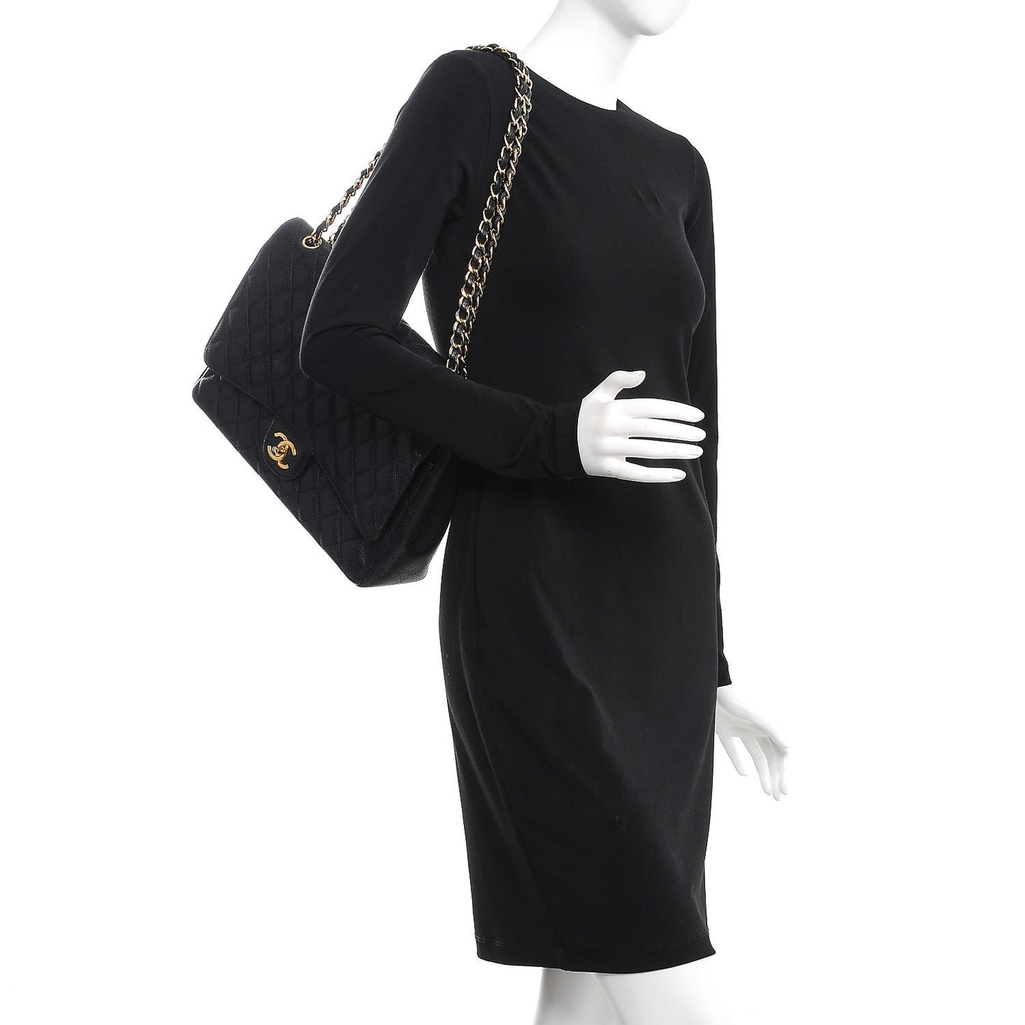 Caviar Quilted Maxi Double Flap Black