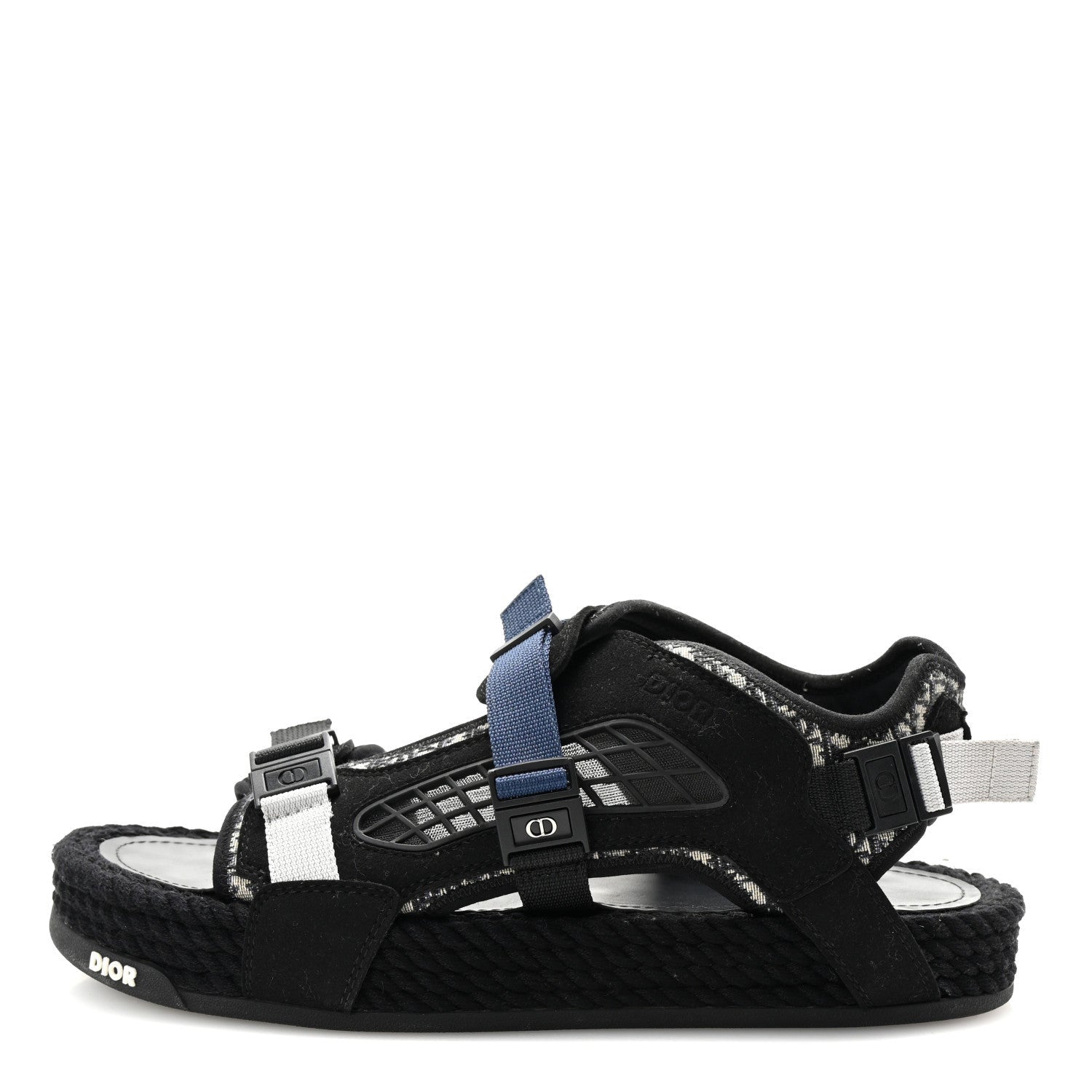 Christian Dior Technical Fabric Oblique Mens Atlas Sandals 44 Black Blue 1 of 7