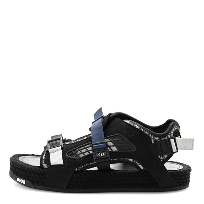 Christian Dior Technical Fabric Oblique Mens Atlas Sandals 44 Black Blue 1 of 7
