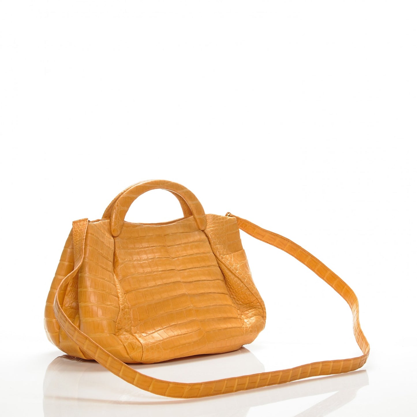 Crocodile Flower Embellished Satchel Orange
