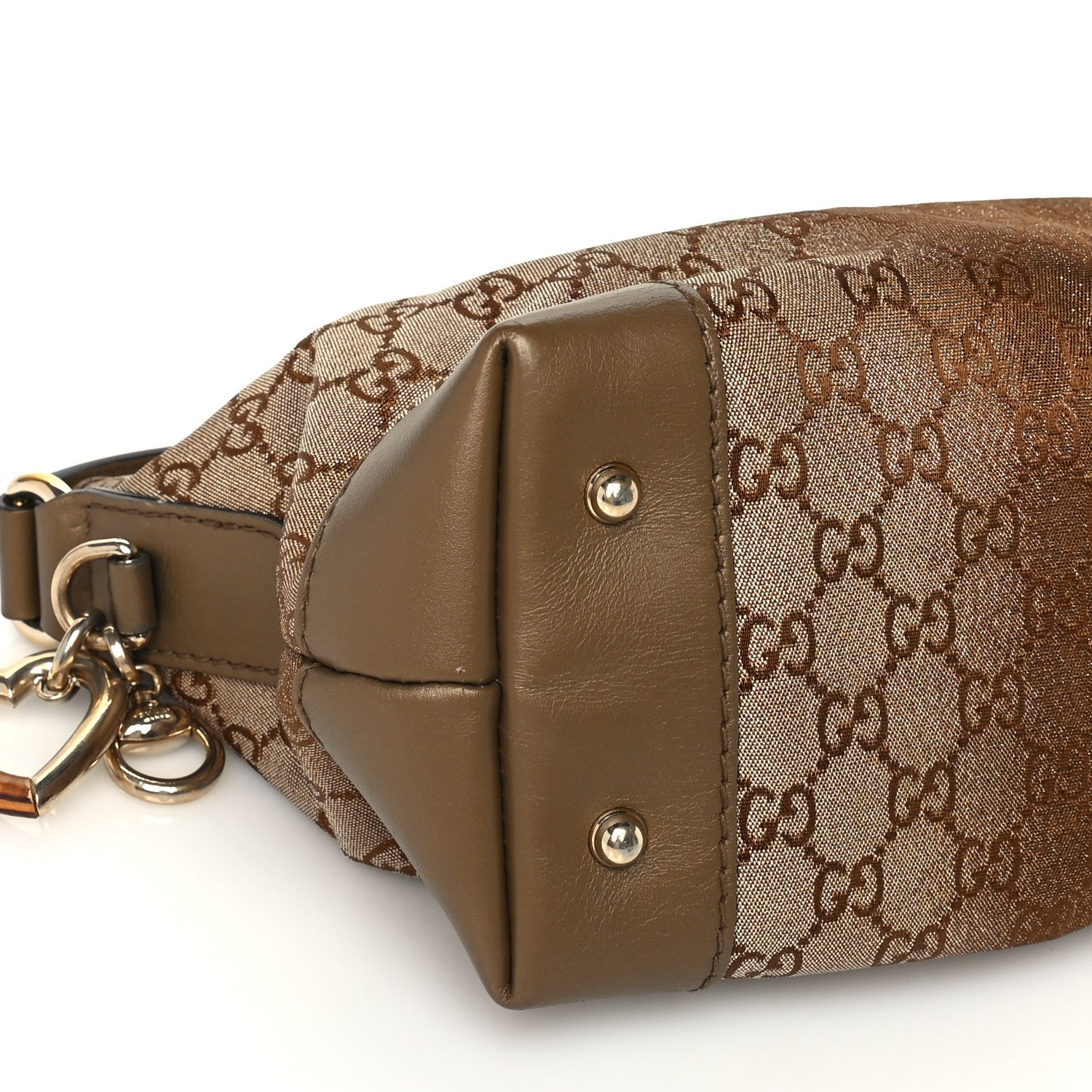Gucci Monogram Lurex Small Heart Bit Charm Hobo Bronze 7 of 8