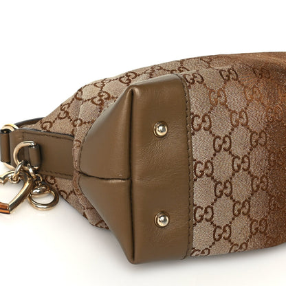 Gucci Monogram Lurex Small Heart Bit Charm Hobo Bronze 7 of 8