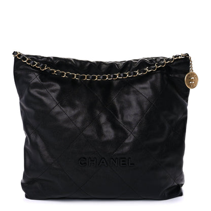 Chanel Shiny Caviar Quilted Monochrome  22  Black 2 of 7