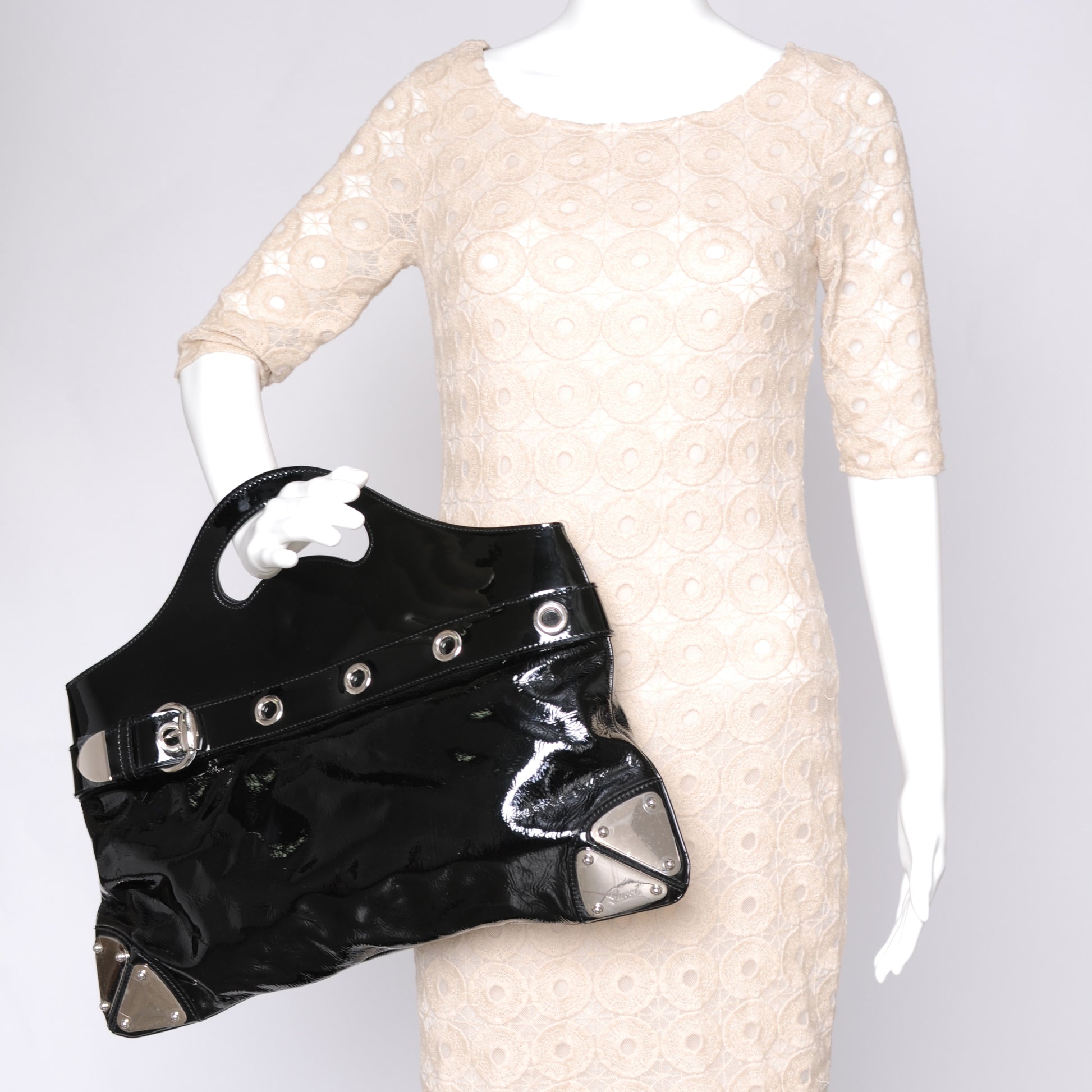 Gucci Patent Romy Handbag Black 2 of 7