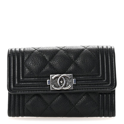 Chanel Caviar Quilted Boy Flap Card Holder Black 1 of 8