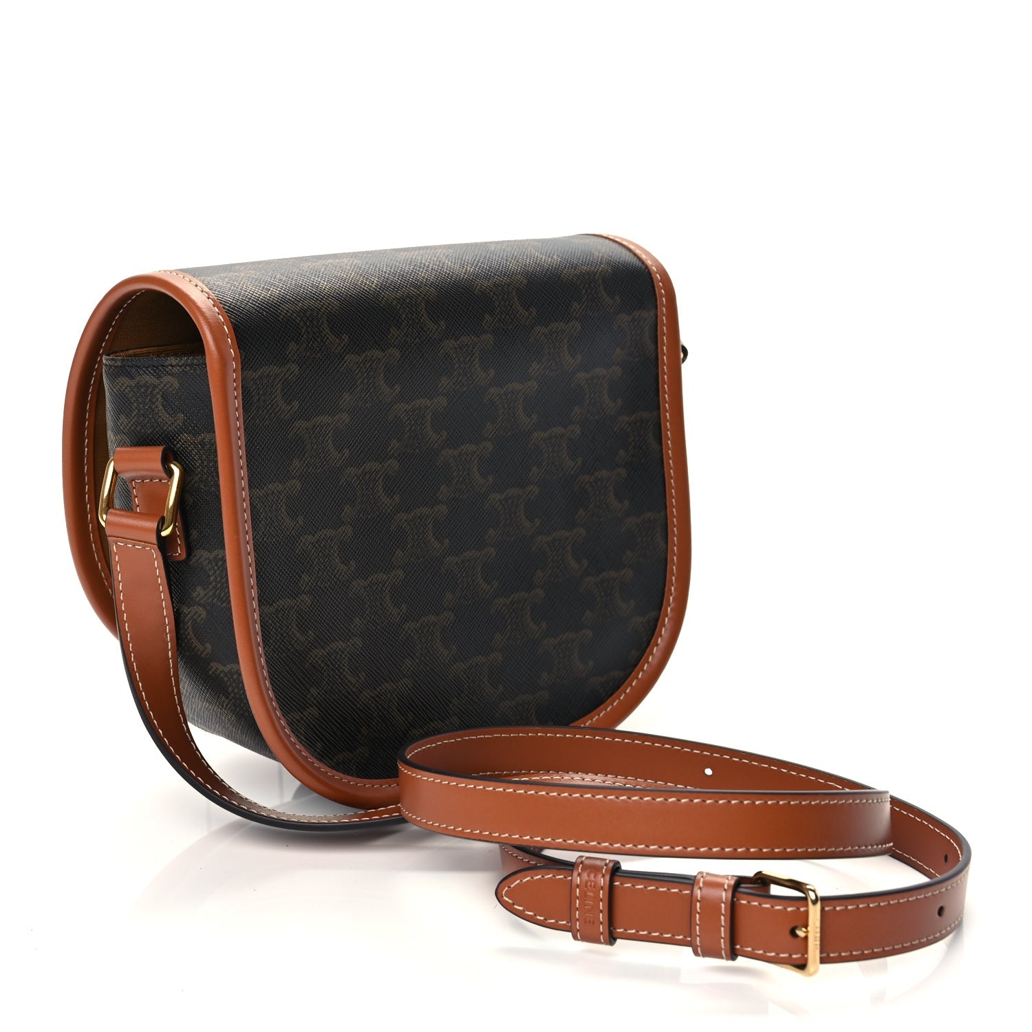 Celine Triomphe Canvas Medium Folco Bag Tan 2 of 8