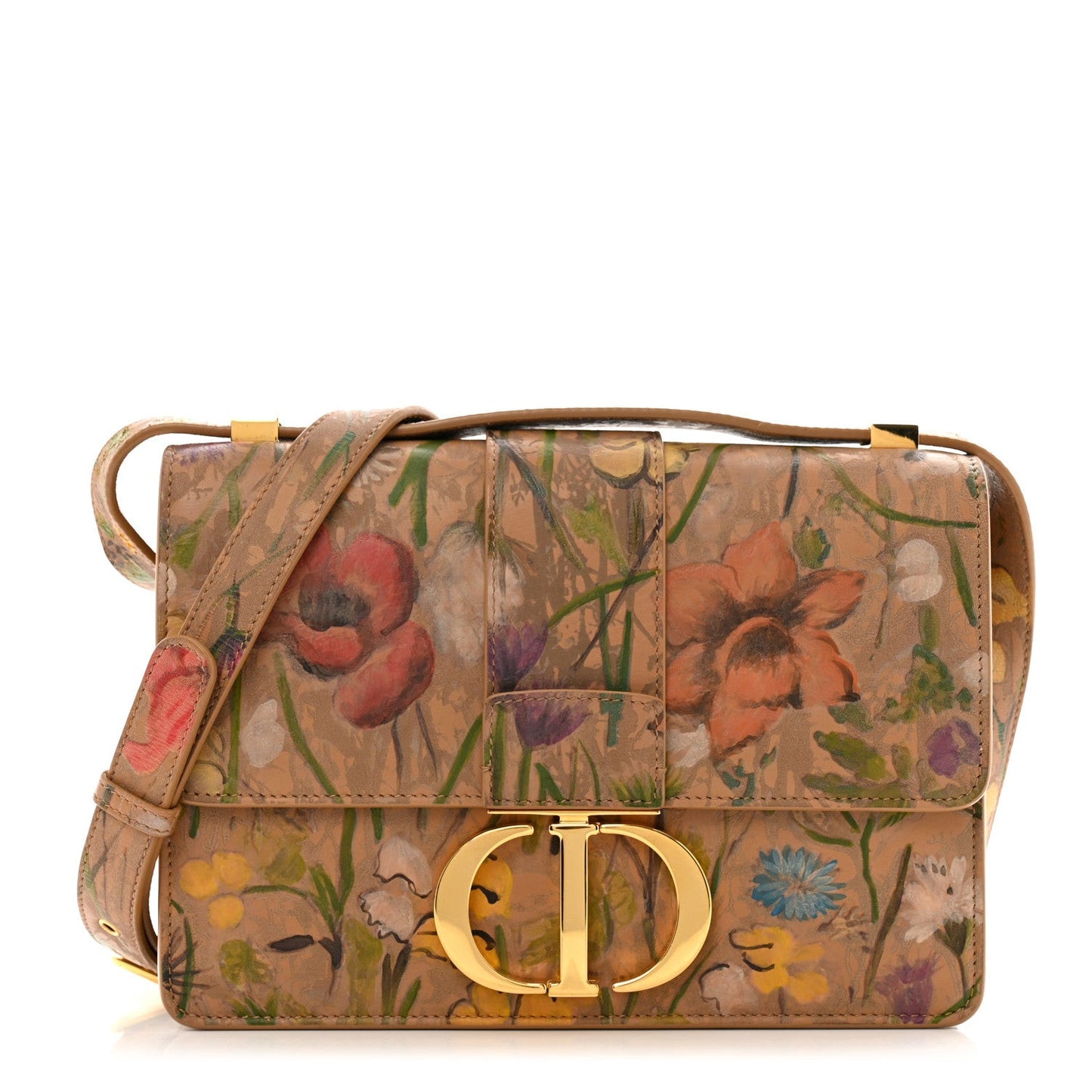 Calfskin Floral Printed 30 Montaigne Flap Bag Cuivre Multicolor