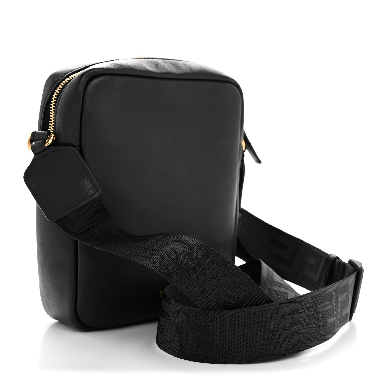 Versace Calfskin Baroque Logo Messenger Bag Black 3 of 11