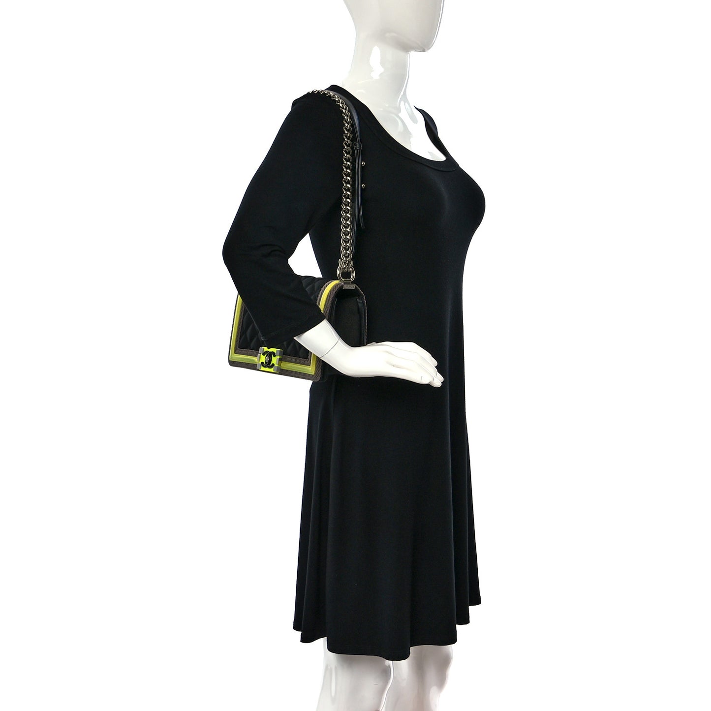 Canvas Quilted Medium Fluo Boy Flap Black Grey Yellow