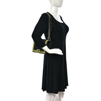 Chanel Canvas Quilted Medium Fluo Boy Flap Black Grey Yellow 2 of 8