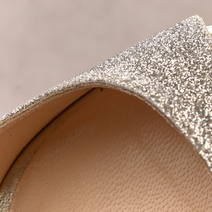 Jimmy Choo Dusty Glitter Emily 85 Sandals 36 Platinum Ice 9 of 10