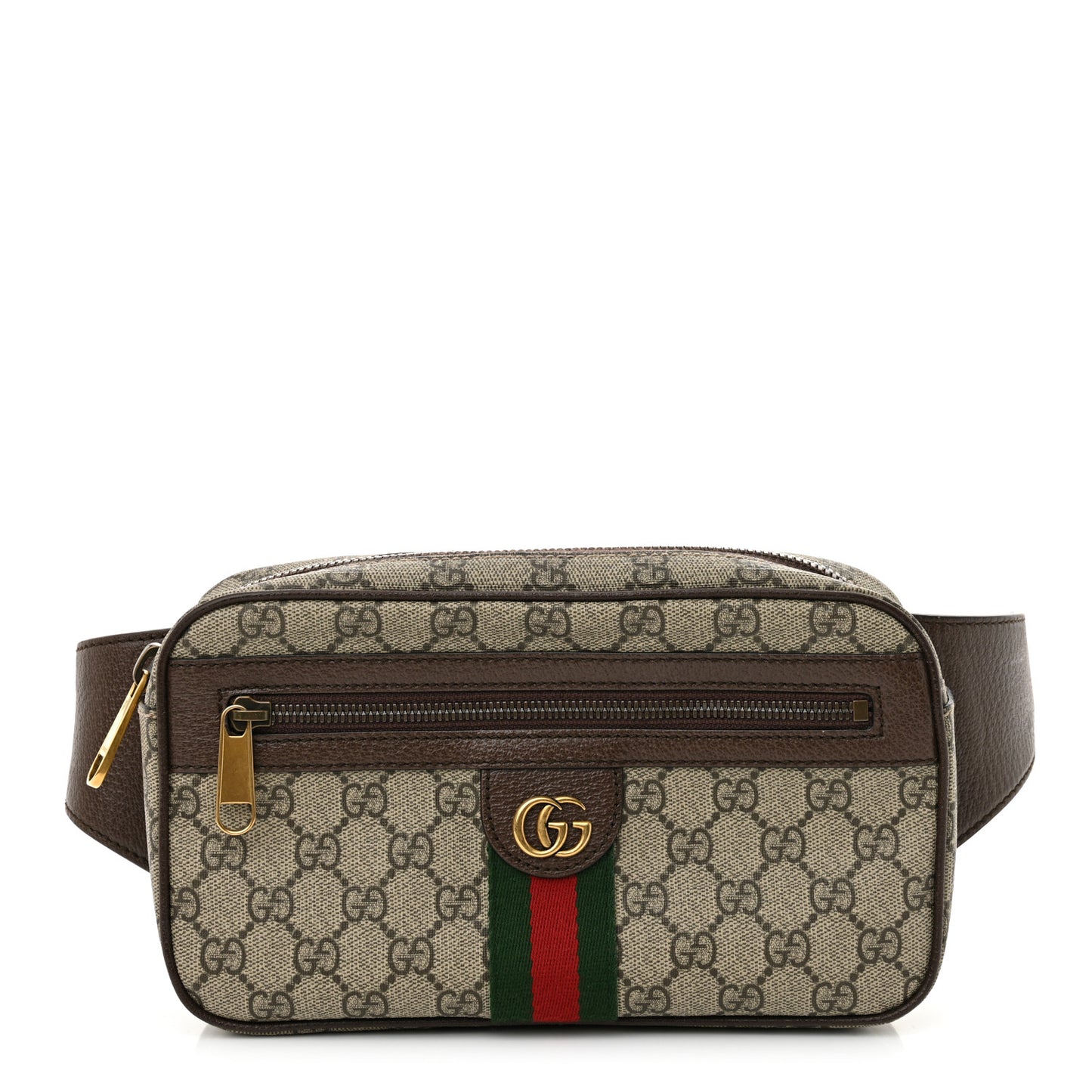Soft GG Supreme Monogram Medium Ophidia Belt Bag Dark Brown