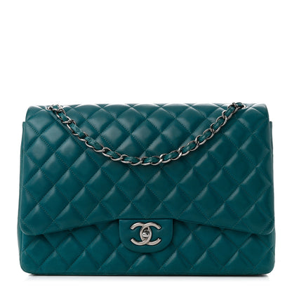 Chanel Lambskin Quilted Maxi Double Flap Turquoise 1 of 10