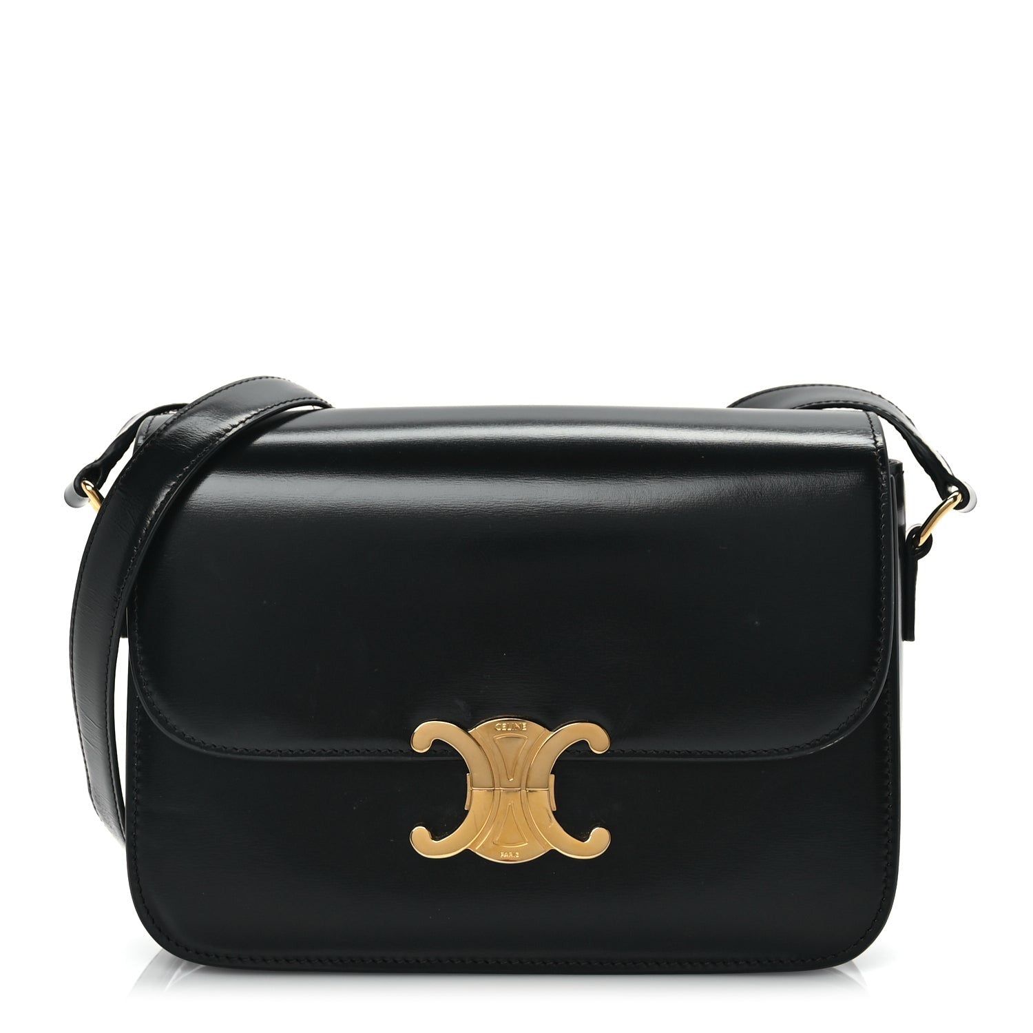 Celine Shiny Calfskin Medium Triomphe Black 1 of 8