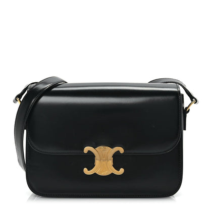 Celine Shiny Calfskin Medium Triomphe Black 1 of 8