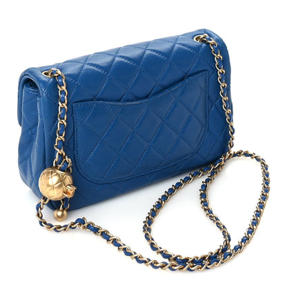 Chanel Lambskin Quilted Pearl Crush Mini Rectangular Flap Blue 2 of 9