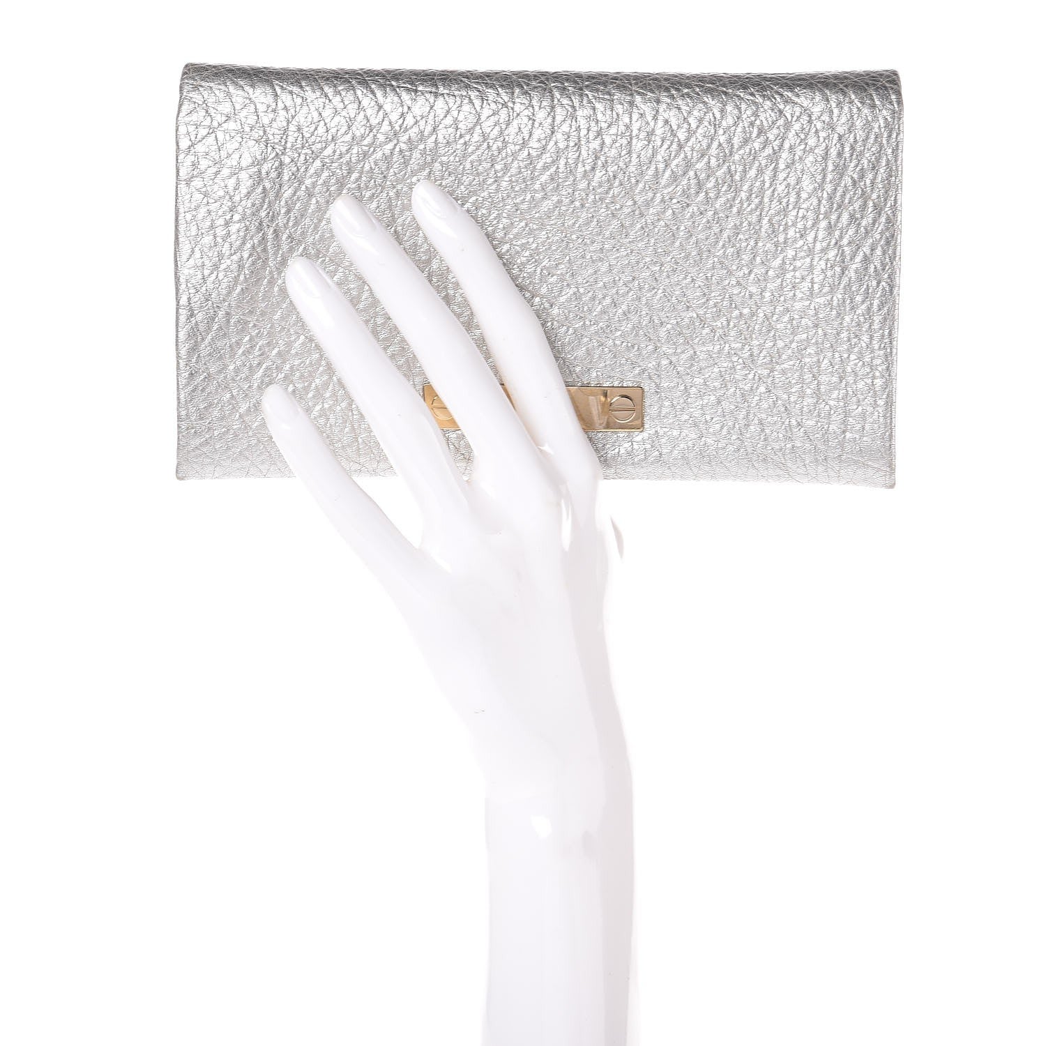 Chloe Metallic Grained Calfskin Clutch Wallet Silver 2 of 6