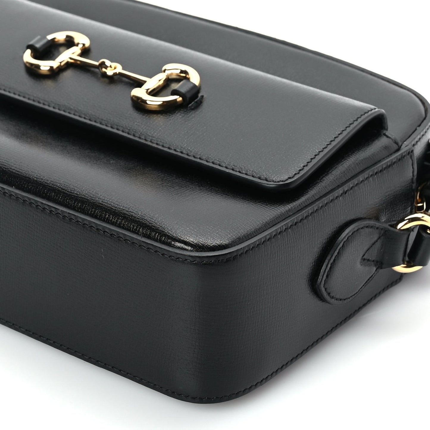 Textured Calfskin Small Horsebit 1955 Shoulder Bag Black