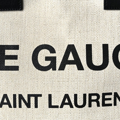 Saint Laurent Linen Calfskin Rive Gauche Tote Optic White 6 of 8