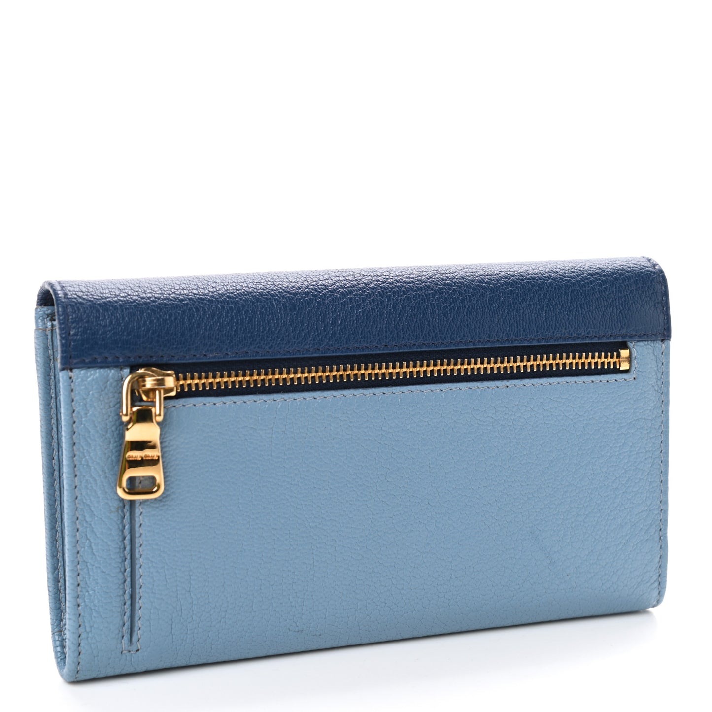 Goatskin Madras Bicolor Envelope Wallet Cobalto Astrale