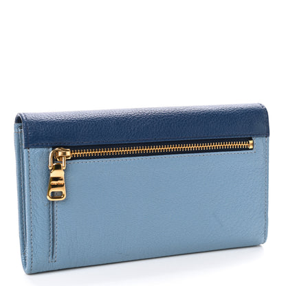Miu Miu Goatskin Madras Bicolor Envelope Wallet Cobalto Astrale 2 of 4