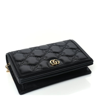 Gucci Calfskin GG Matelasse Chain Wallet  Black 3 of 8