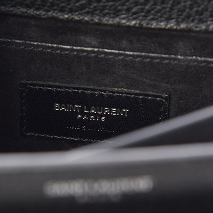 Saint Laurent Grained Calfskin Medium Monogram Sunset Satchel Black 6 of 9