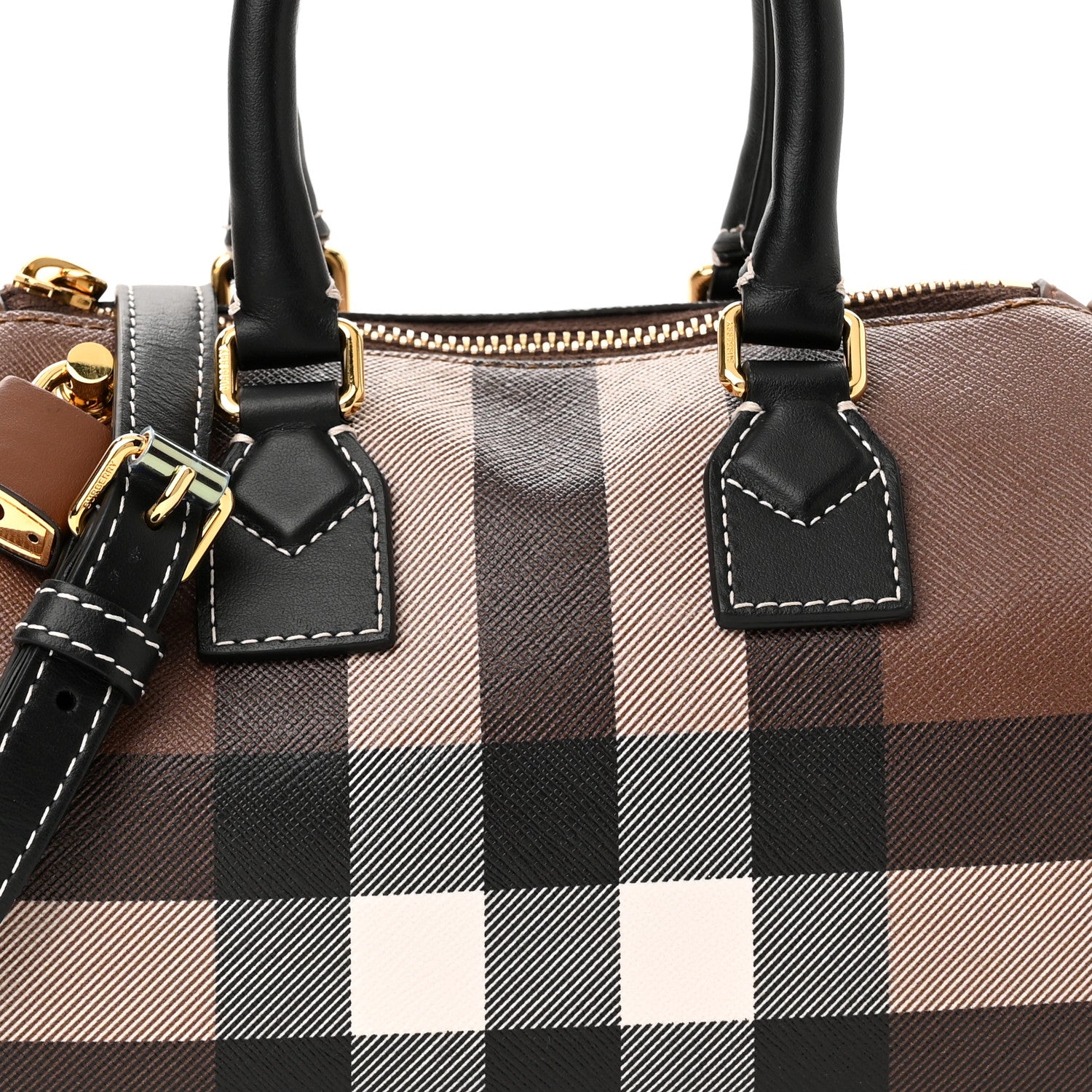 Burberry E-canvas Check Mini Bowling Bag Dark Birch Brown 7 of 9