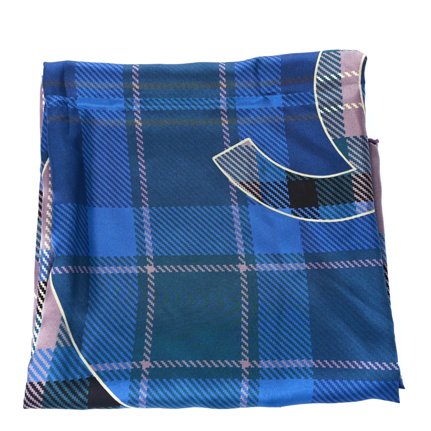 Chanel Silk Tartan CC Scarf  Pink Blue 2 of 4