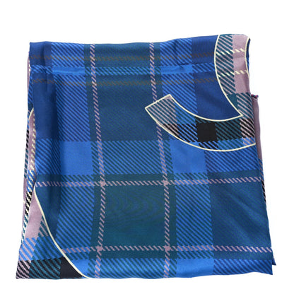Chanel Silk Tartan CC Scarf  Pink Blue 2 of 4