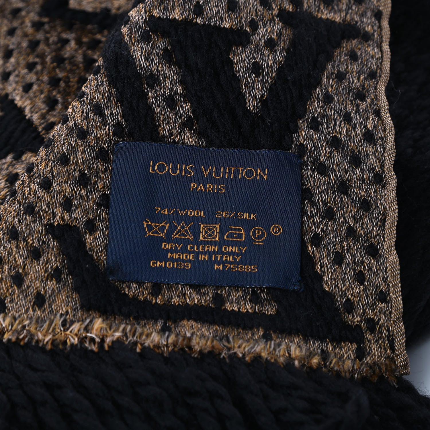 Louis Vuitton Wool Silk Monogram Giant Jungle Logomania Shine Scarf Black 3 of 3