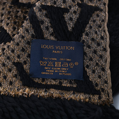 Louis Vuitton Wool Silk Monogram Giant Jungle Logomania Shine Scarf Black 3 of 3