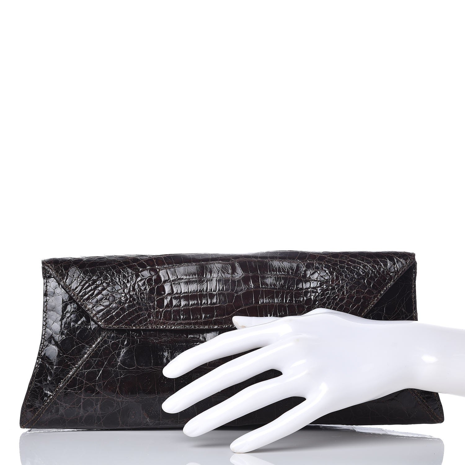 Nancy Gonzalez Crocodile Clutch Brown 2 of 8