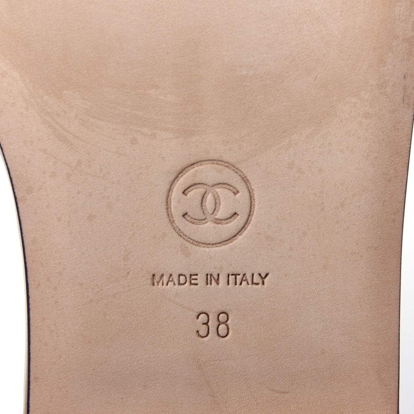 Lambskin Quilted CC Mules 38 Beige Black